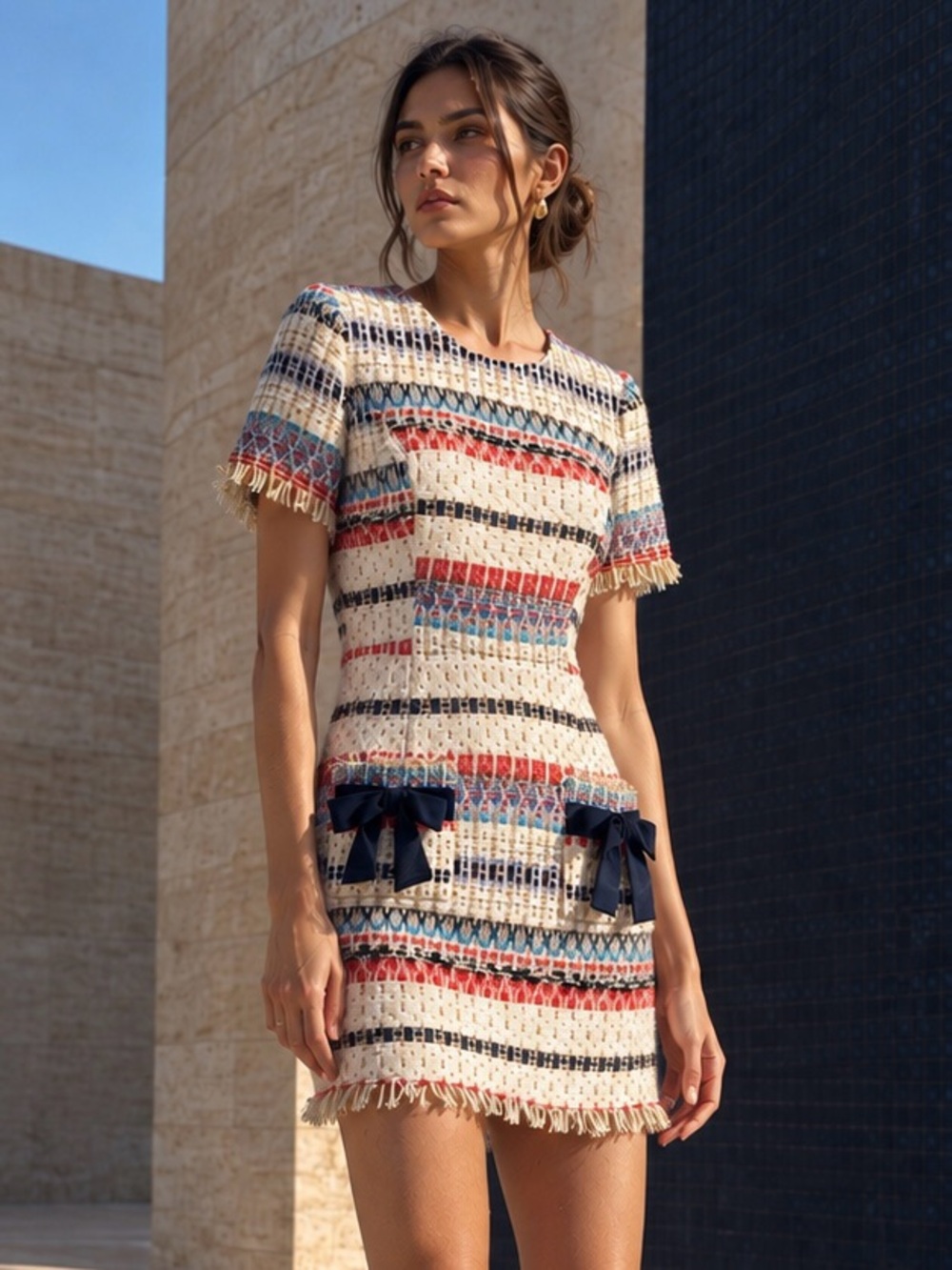 Walter Baker NWT Tweed Bow Pocket Jada Sailing Mini Dress, Size 4